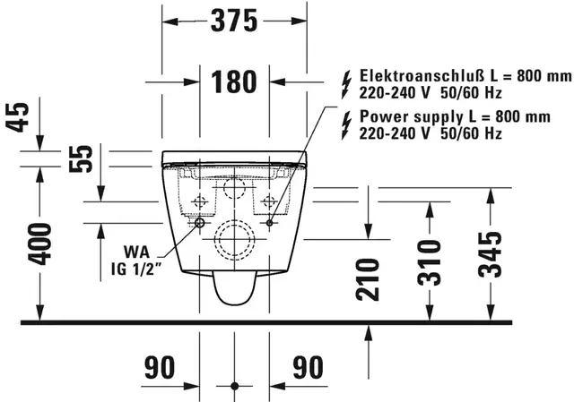 Duravit SensoWash D-Neo dusjtoalett Vegghengt med spyling og setevarme 
