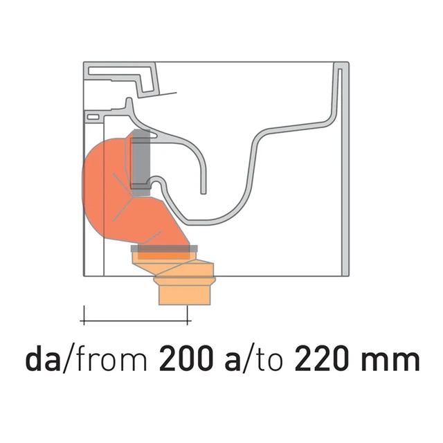 Flaminia Avløpsbend For vertikalt avløp, 180-240 mm 