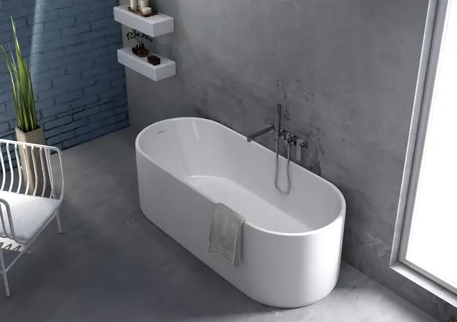Flaminia Oval Frittstående badekar 1700x700 mm, Pietraluce, Hvit 