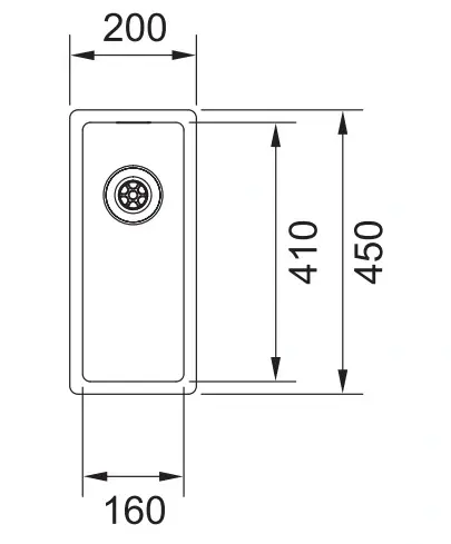 Franke Box BXX 210-16 Kjøkkenkum 200x450 mm, Rustfritt stål 
