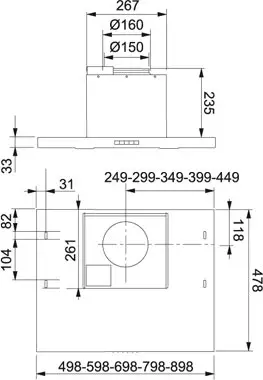 Franke 602-16 Ventilator 60 cm, Rustfri, Sentralventilasjon 