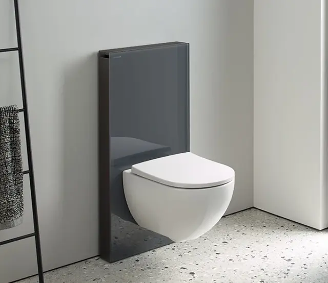 Geberit Monolith Modul, 114 cm Til vegghengt toalett, Sandgrå glass 