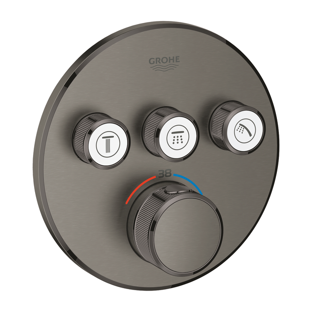 Grohe Grohtherm SmartControl Termostat Med 3 uttak, Brushed Hard Graphite 