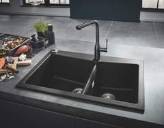 Grohe K700 Kj&#248;kkenvask for nedfelling 838x559 mm, Sort Granitt kompositt