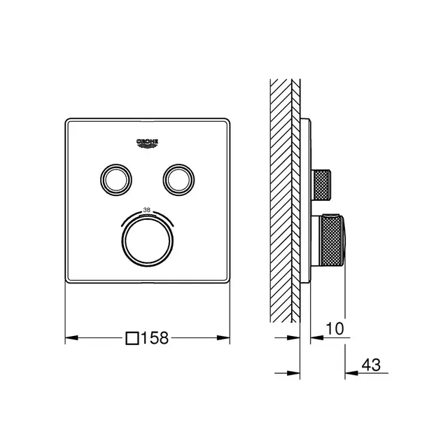 Grohe Grohtherm SmartControl termostat Med 2 uttak, Brushed Cool Sunrise 