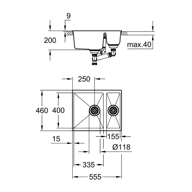 Grohe K500 kjøkkenkum Grå Granitt 