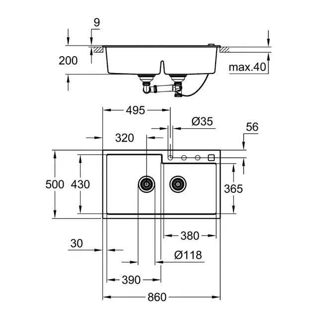 Grohe K500 kjøkkenkum Sort Granitt 