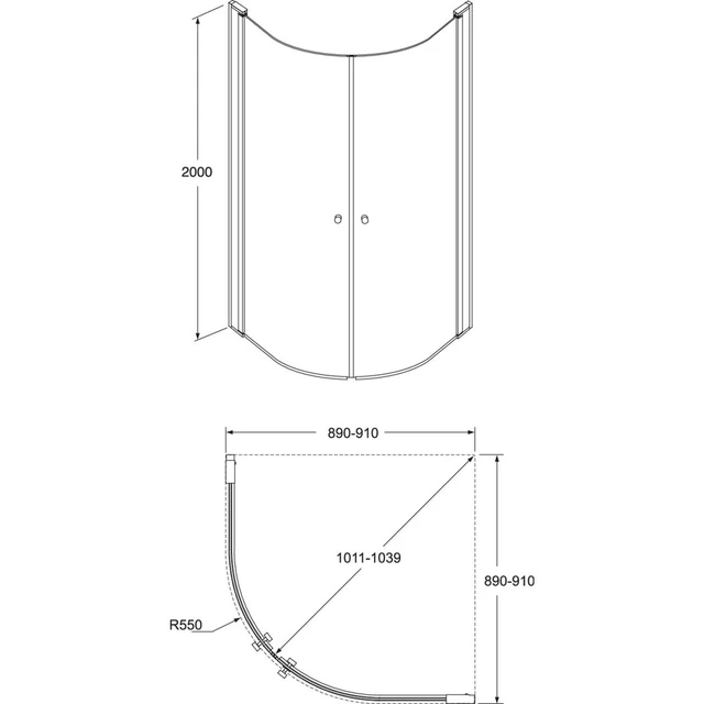 Gustavsberg Round dusjhjørne 90x90 cm, Sort Matt/Klart Glass 