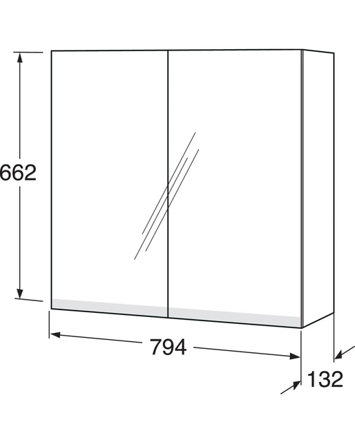 Gustavsberg Artic 80 Speilskap 79,4x66,2x13,2 cm, Sort Ask 