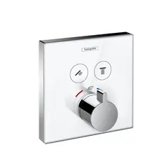 Hansgrohe ShowerSelect termostat Med 2 uttak, Hvit Glass/Krom