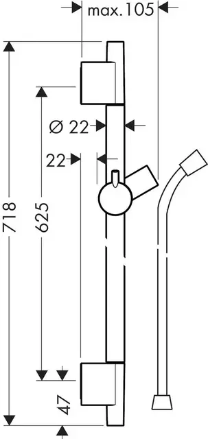 Hansgrohe Unica S Puro Dujsstang 65 cm, m/dusjslange, Sort Matt 