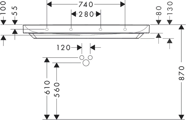 Hansgrohe Xelu Q Møbelservant 120x48 cm, m/bunnventil, 1 kranhul, Hvit 