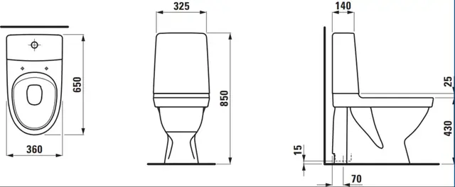 Laufen Kompas Gulvstående toalett 65x36 cm, S-lås, rimless, Hvit m/LCC 