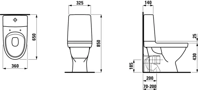 Laufen Kompas Gulvstående toalett 65x36 cm, med P-lås, rimless, Hvit 