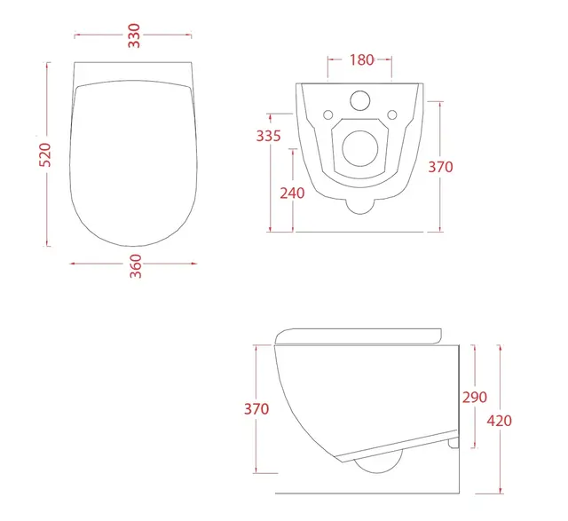 Lavabo File 2.0 Vegghengt toalett 520x360 mm, uten skyllekant, Hvit Matt 