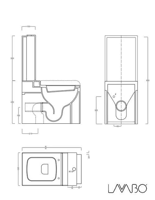 Lavabo Monoblocco Toalettsete Gulvstående toalett, Sort 