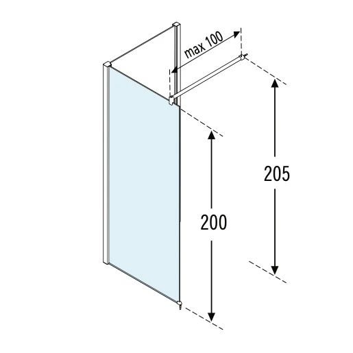 Novellini Kuadra HL fastfelt 90 cm, Krom/Klart Glass 