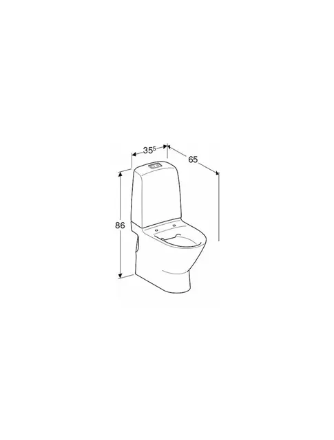 Porsgrund Spira Art Gulvstående toalett 650x355 mm, Uten skyllekant, Hvit 