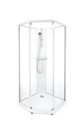 Porsgrund Showerama 10-5 Classic 80x90 cm, hvit profil, frostet glass