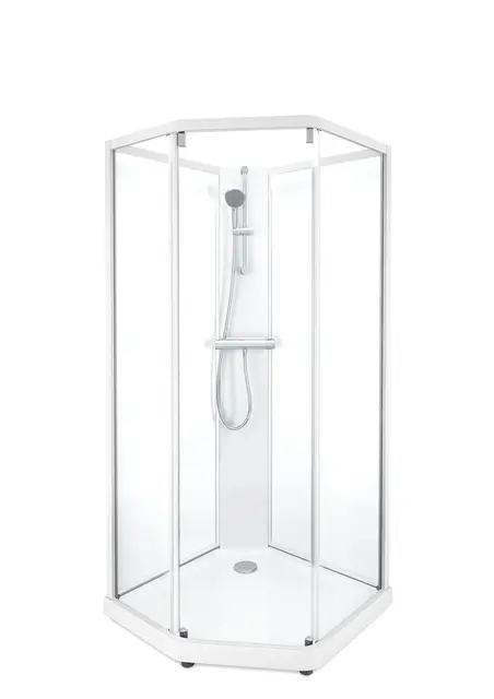 Porsgrund Showerama 10-5 Classic 90x90 cm, hvit profil, klart glass 