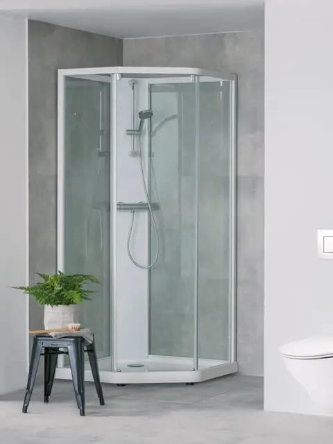 Contura Showerama 10-5 Classic 100x100 cm, hvit profil, klart glass 