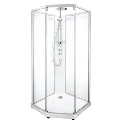 Porsgrund Showerama 10-5 Comfort 90x90 cm, alu matt profil, frostet glass