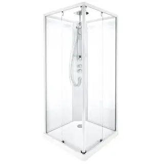 Contura Showerama Comfort Dusjkabinett 90x90 cm, hvit profil, frostet glass