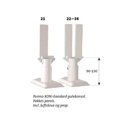 Purmo Gulvkonsoll, Standard, 1 Sett Til KON 22-34, H 90-130 mm