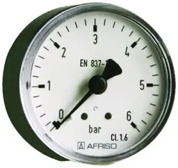 Afriso Manometer 0-10 bar 1/4" x 63 mm, tilkobling bak