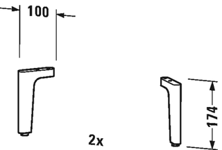 Duravit Sokkelfot/St&#248;tteben 2 stk, Krom