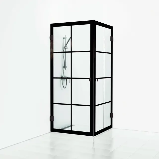 Svedbergs 180° Rista Dusjhjørne, Rett 80x80 cm, Sort Matt/Klart Glass 