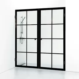 Svedbergs 180&#176; Dusjnisje, Rett 176,5 cm, Sort matt/Klart glass