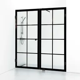 Svedbergs 180&#176; Dusjnisje, Rett 156,5 cm, Sort matt/Klart glass