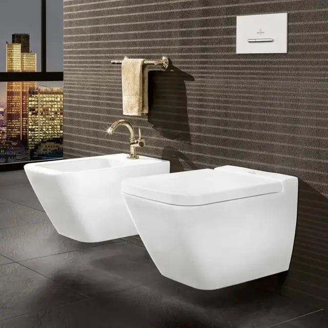 V&B Finion Vegghengt toalett 375x560 mm. Hvit med CeramicPlus 
